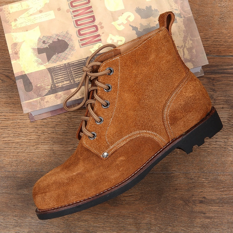 Thick Suede Cowhide High-top Work Genuine Leather Shoes
