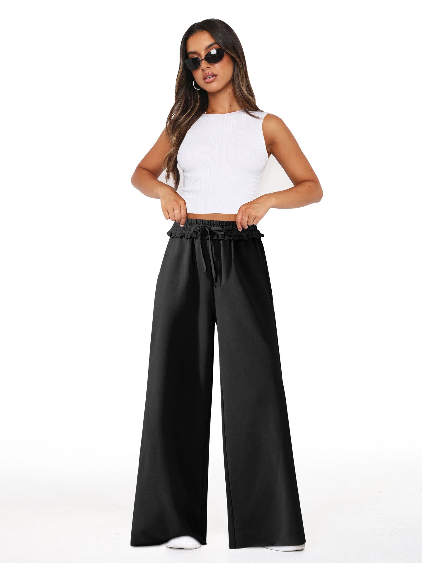 Versatile Pocket Straight Wide-leg Pants