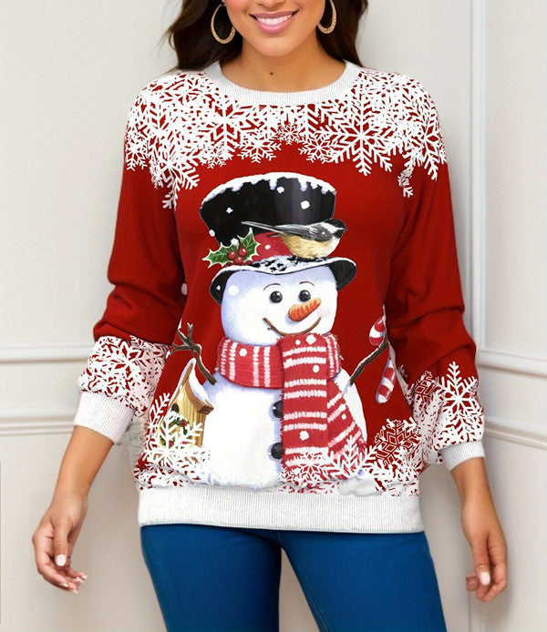 Christmas Printed Raglan Printed Sweater