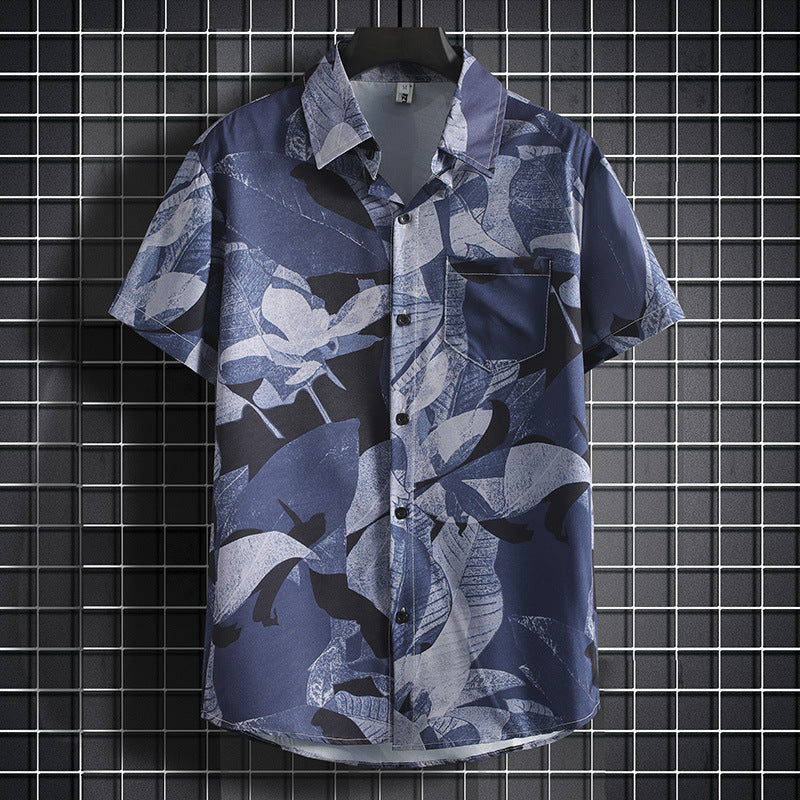 Men's Stylish Beach Flowers Half Sleeve Shirt