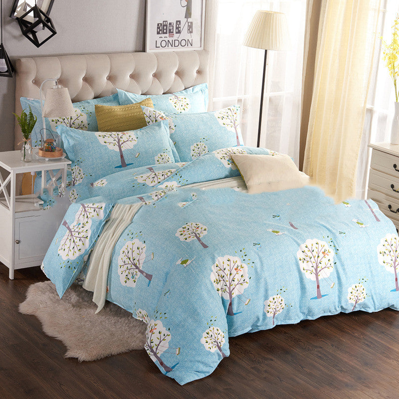 Four-piece set of printed thickened brushed sheets