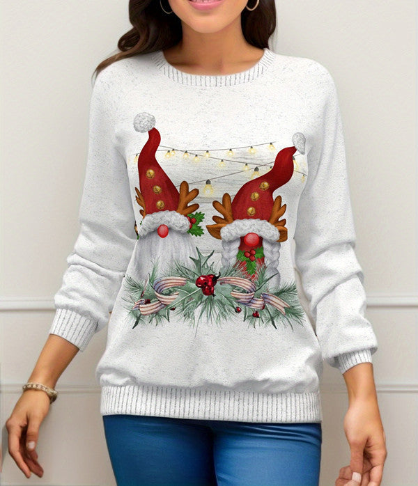 Christmas Printed Raglan Printed Sweater