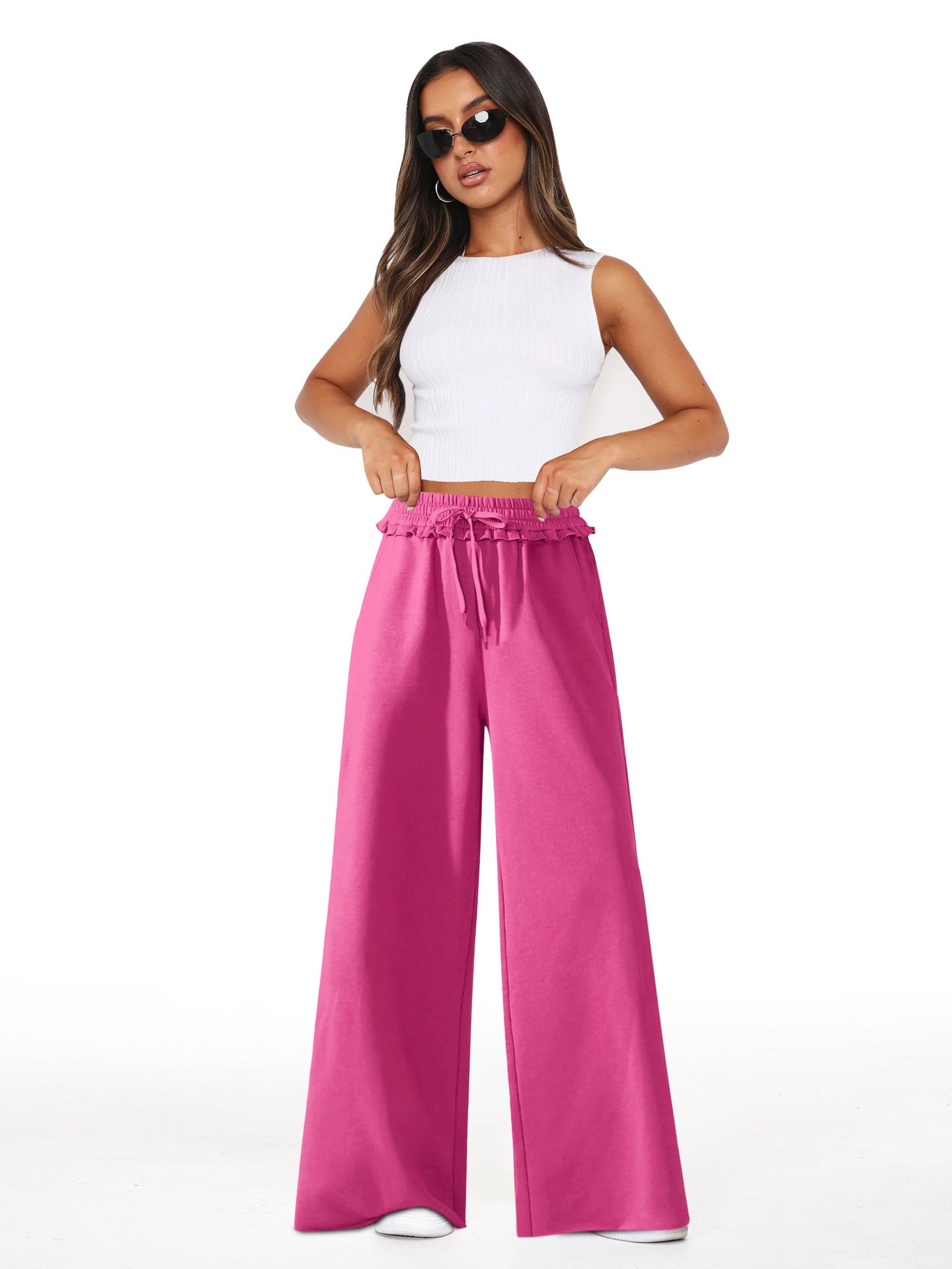 Versatile Pocket Straight Wide-leg Pants