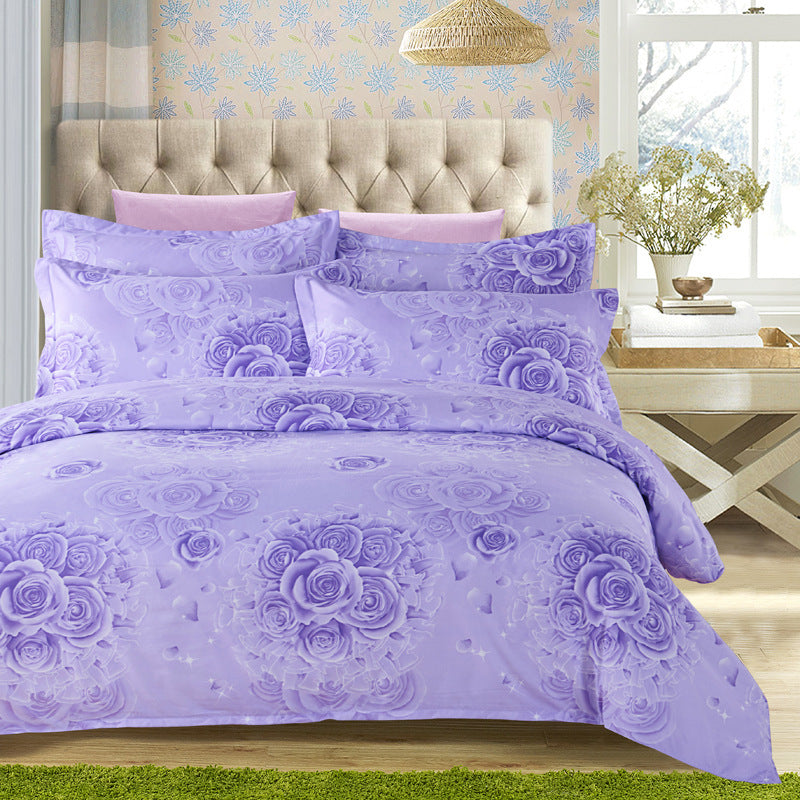 Four-piece set of printed thickened brushed sheets