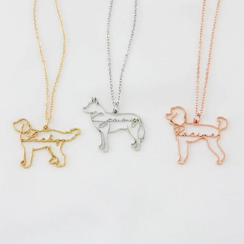 Customized Pet Shape Name Pendant Stainless Steel Necklaces For Women Personalized Cat Necklace Animal Memorial For Pet Lover