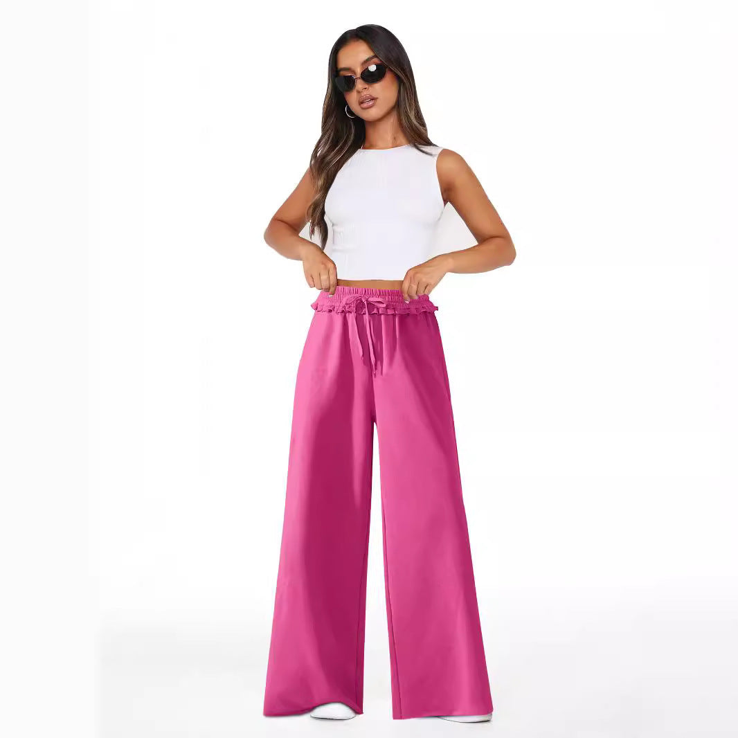 Versatile Pocket Straight Wide-leg Pants