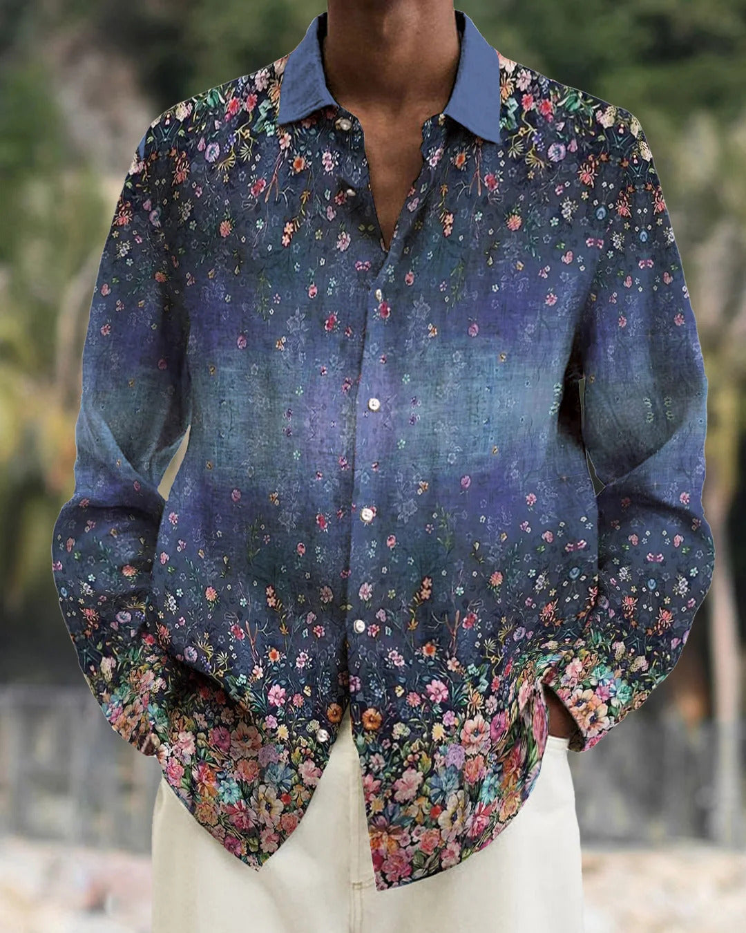 Long Sleeve Floral Shirt Fashion City Loose Men's Clothing Casual Pullover