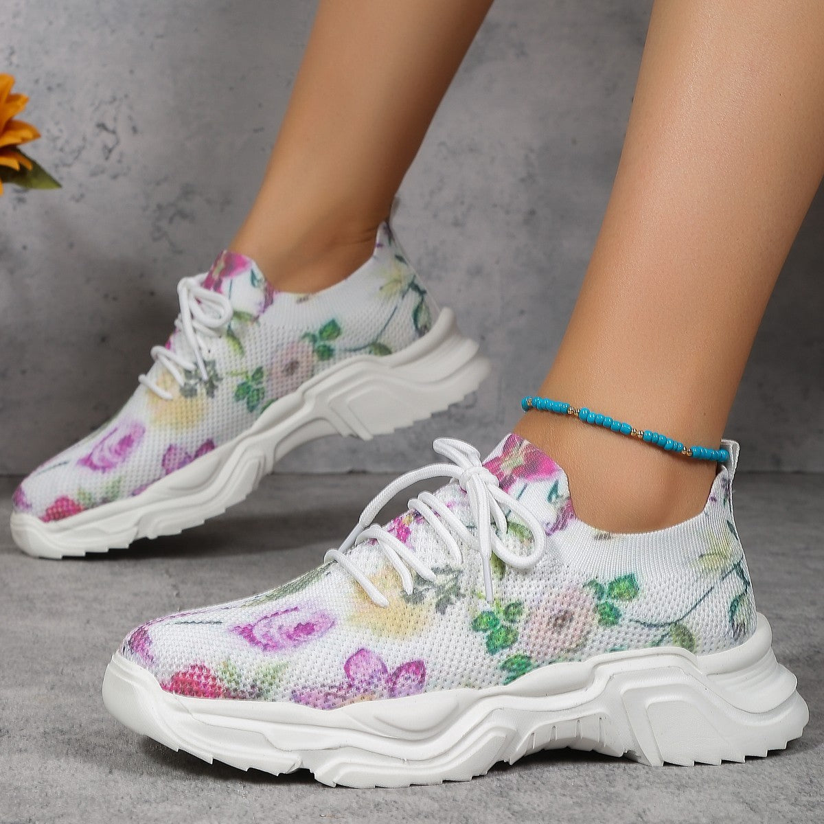 Flower Sports Shoes Women's Fashion Flat