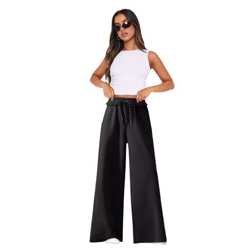 Versatile Pocket Straight Wide-leg Pants