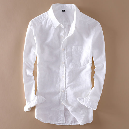 Simple White Linen Shirt For Men