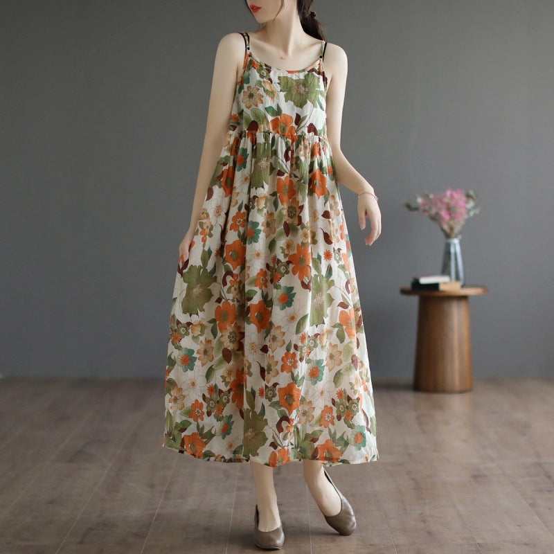 Retro Elegant Age-reducing Vacation Skirt Mid-length Slimming Dress