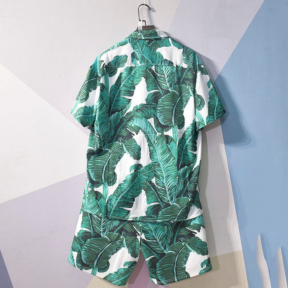 Summer Men's Shirt Top Digital Printing Short Sleeve Suit