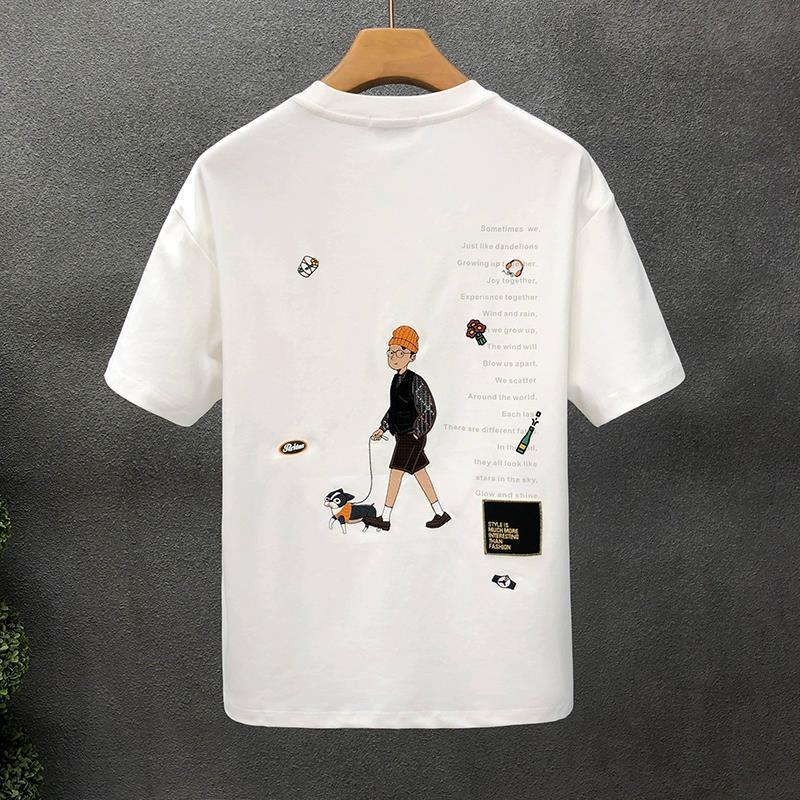 Cartoon Printed Short-sleeved T-shirt Men's Clothes Men's Loose T-shirt