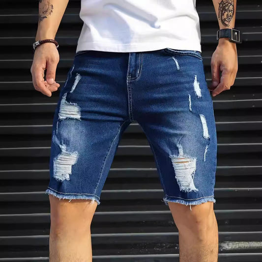 Leisure Ripped Slim Fit Denim Shorts