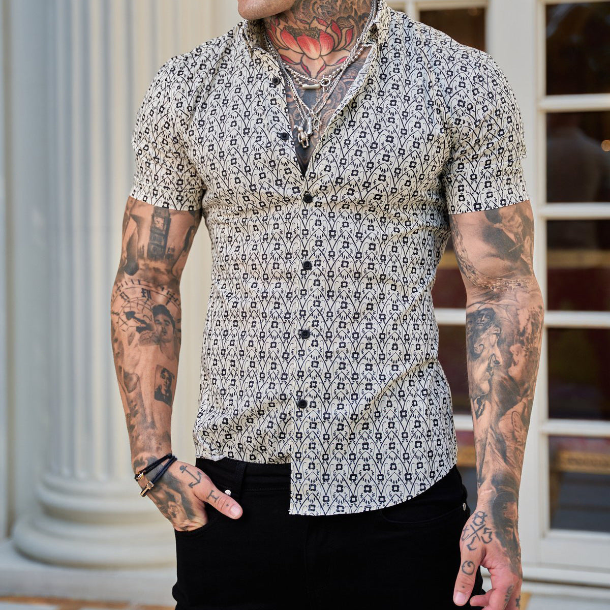 Loose Printed Short Sleeve Shirt