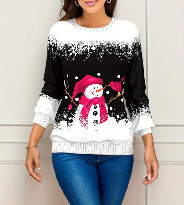 Christmas Printed Raglan Printed Sweater