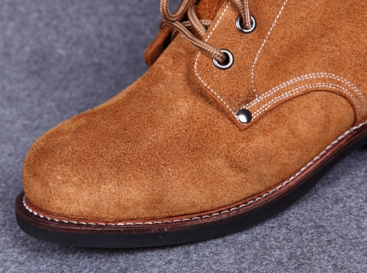 Thick Suede Cowhide High-top Work Genuine Leather Shoes