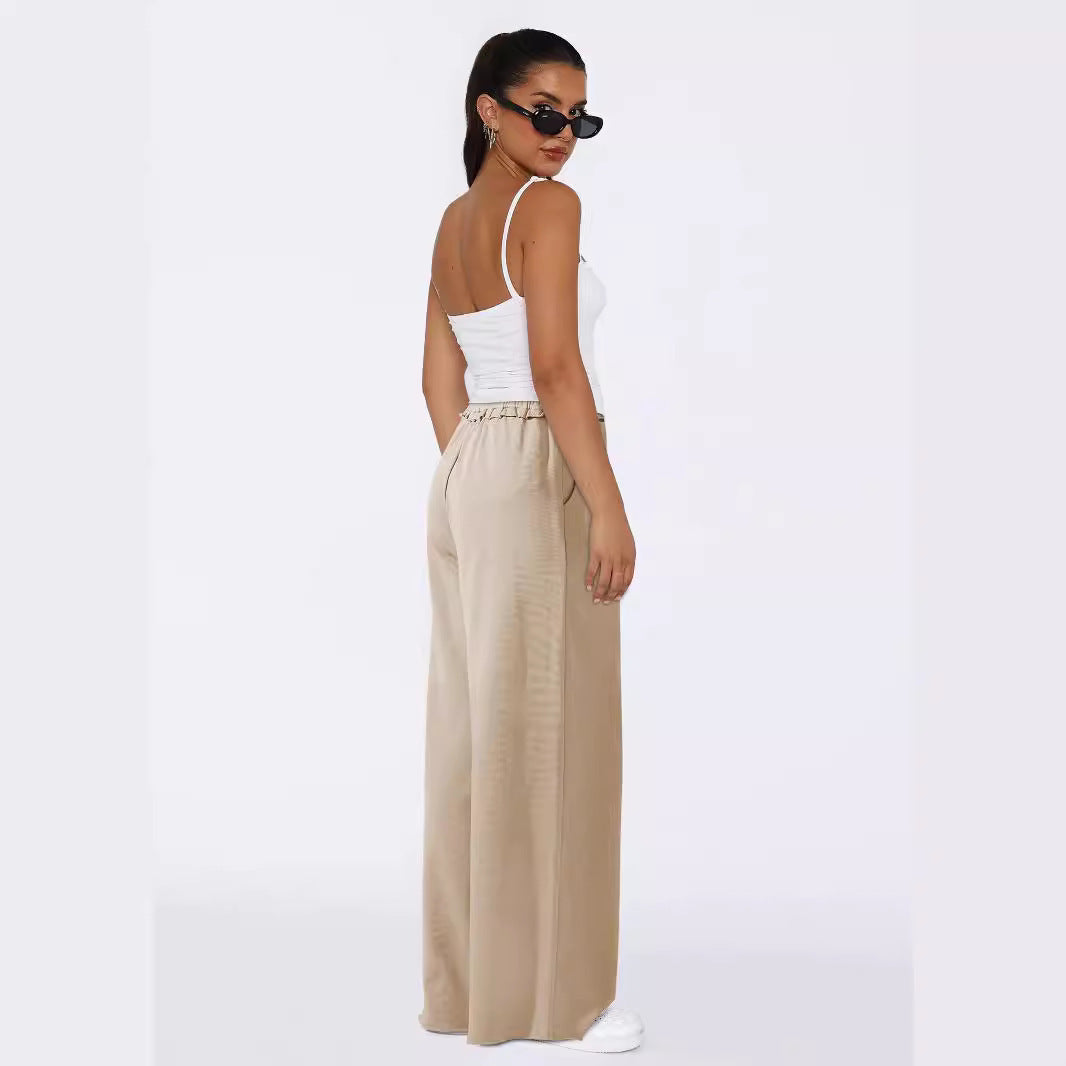 Versatile Pocket Straight Wide-leg Pants